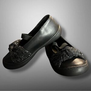 Black Ballet Shoes with Shimmer Knot - Toddler Size 6